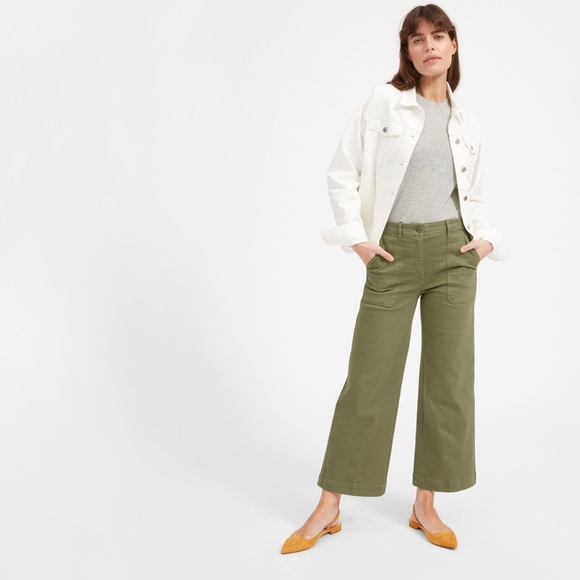 Everlane Denim - Everlane Cropped Army Green Culottes / Pants